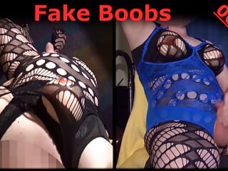 Fake Boobs - Some Fapping In Netsuit And Boobfree Dress free video