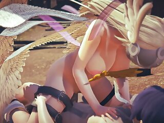 Angewomon Cowgirl: Digimon Hentai Parody free video