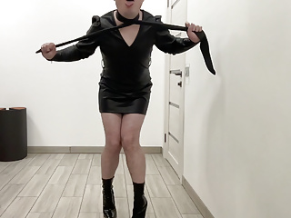 Bdsm Leather Dress And Stiletto Ankle Boots Heels Gay Tranny free video