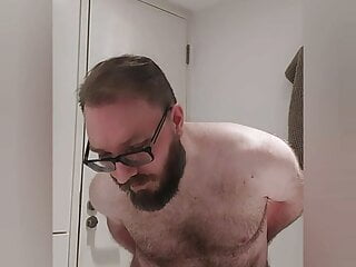 Chastity Locked Bear Plays With His New Tail Toy free video