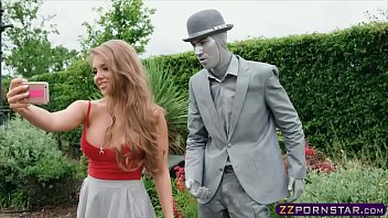 Busty Chick Fucks A Living Statue Performer Outdoors free video
