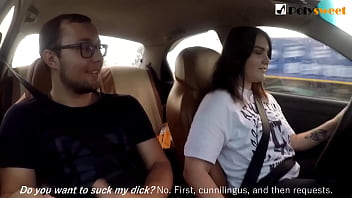 Girl Jerks Off A Guy And Masturbates Herself While Driving In Public (Talk) free video