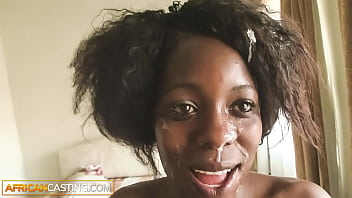 Black Beauty Facial Cumshot After Rough Anal Casting By White Agent free video