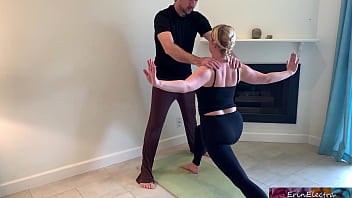Stepson Helps Stepmom With Yoga And Stretches Her Pussy free video