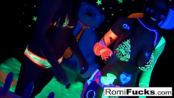 Romi Rain & Dani Lesbian Black-Light Fun free video