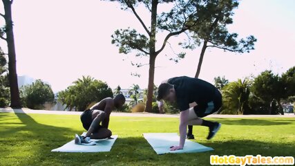 Black Yoga Bottom Barebacked By White Top After Training